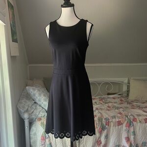 LOFT Black Scalloped Hem Mini Dress